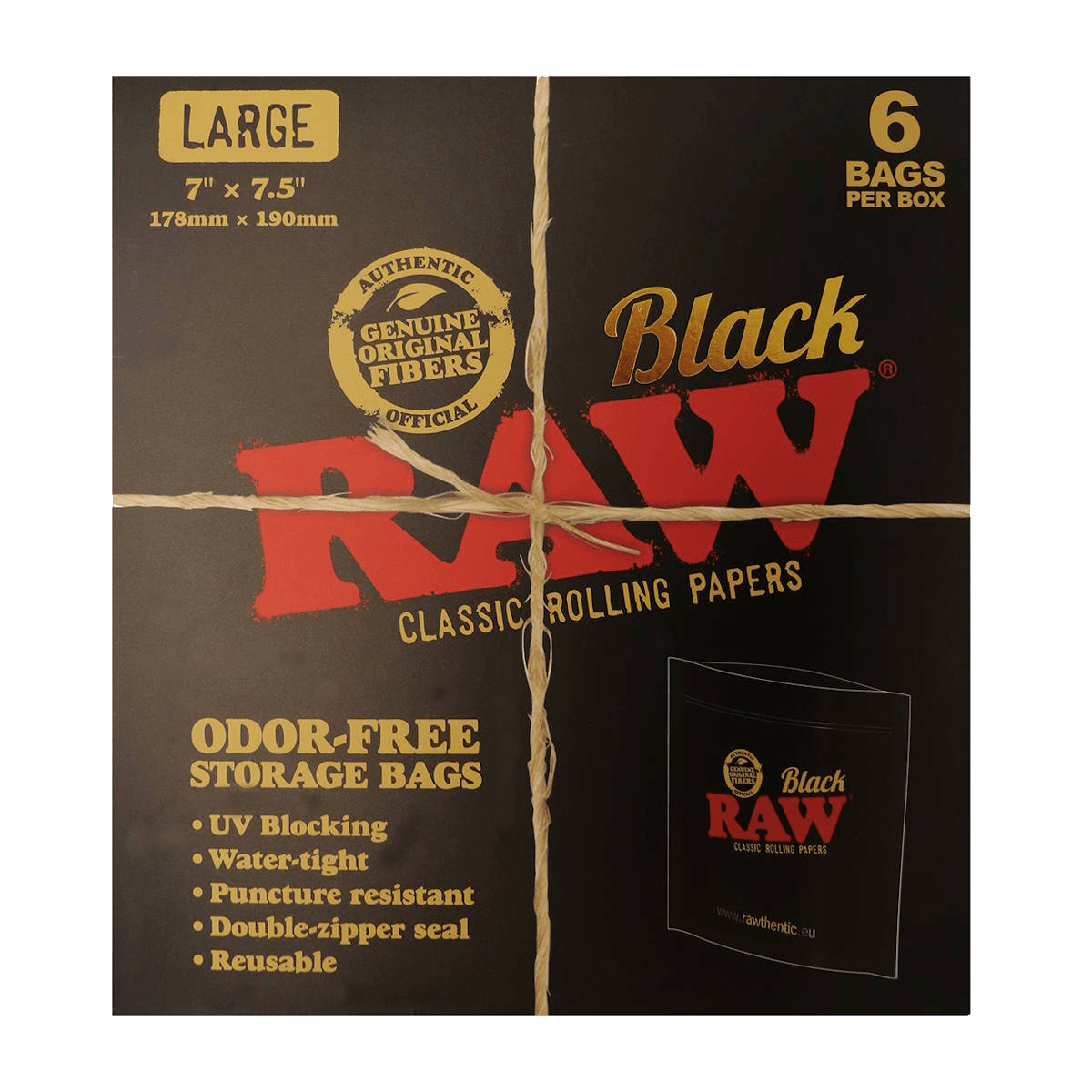 RAW SACK BLACK LARGE 6PCS