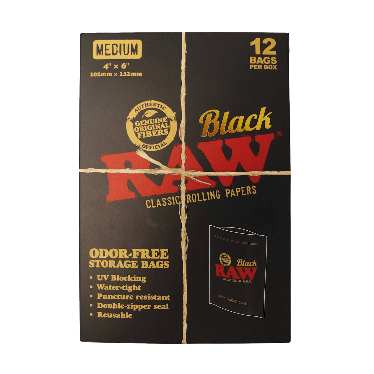 RAW SACK BLACK MEDIUM 12PCS