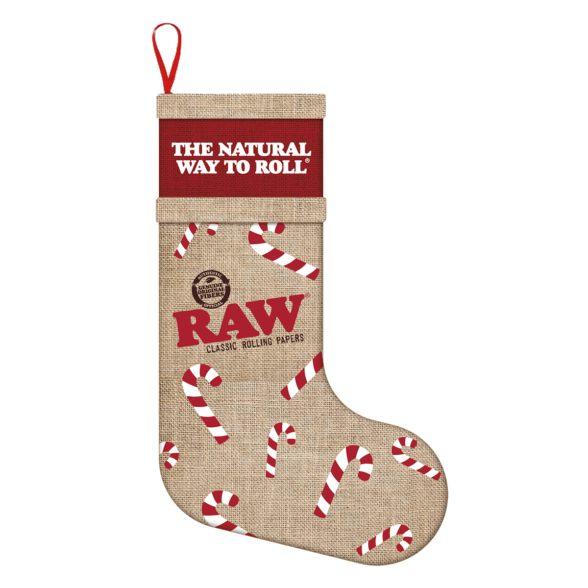 RAW CANDY CANE CHRISTMAS STOCKING