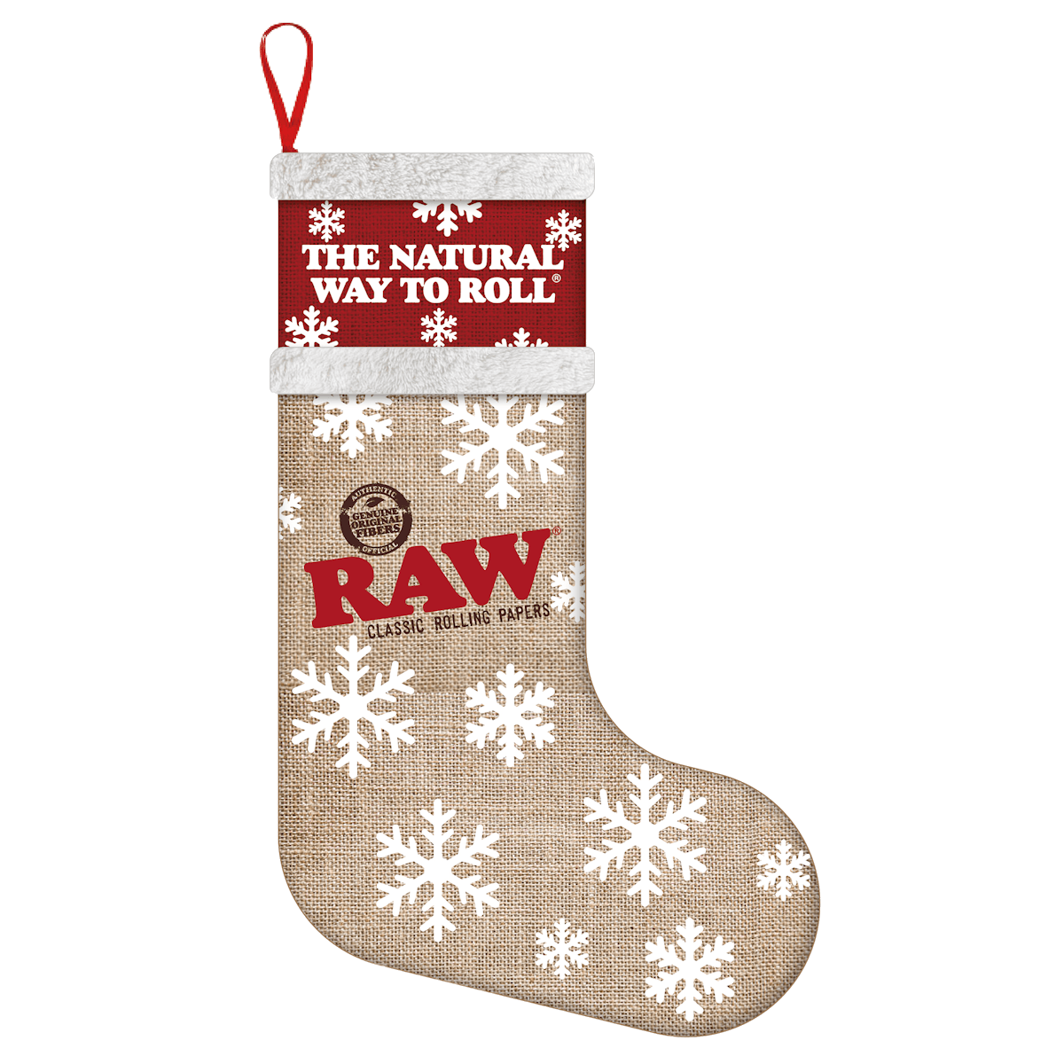 RAW SNOW FLAKE CHRISTMAS STOCKING